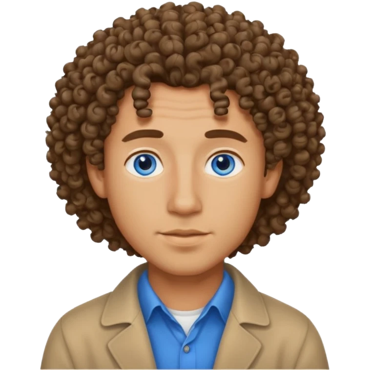 un professeur d'arts plastiques homme métisse aux cheveux bouclés et les yeux bleus emoji