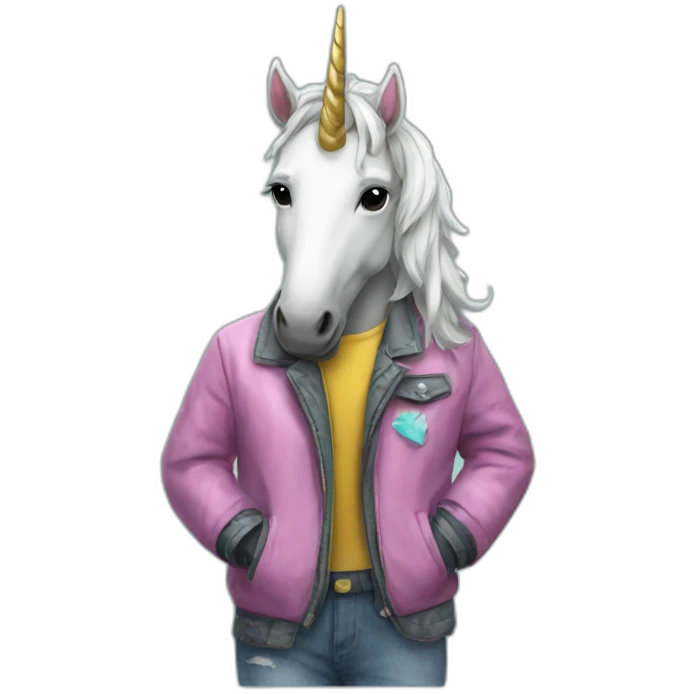 Unicorn in a jacket emoji