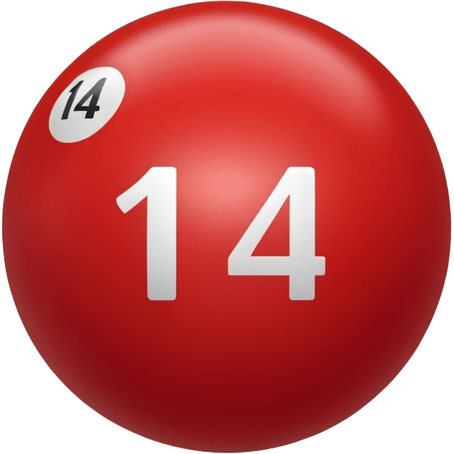 The number 14 on a red pool ball emoji