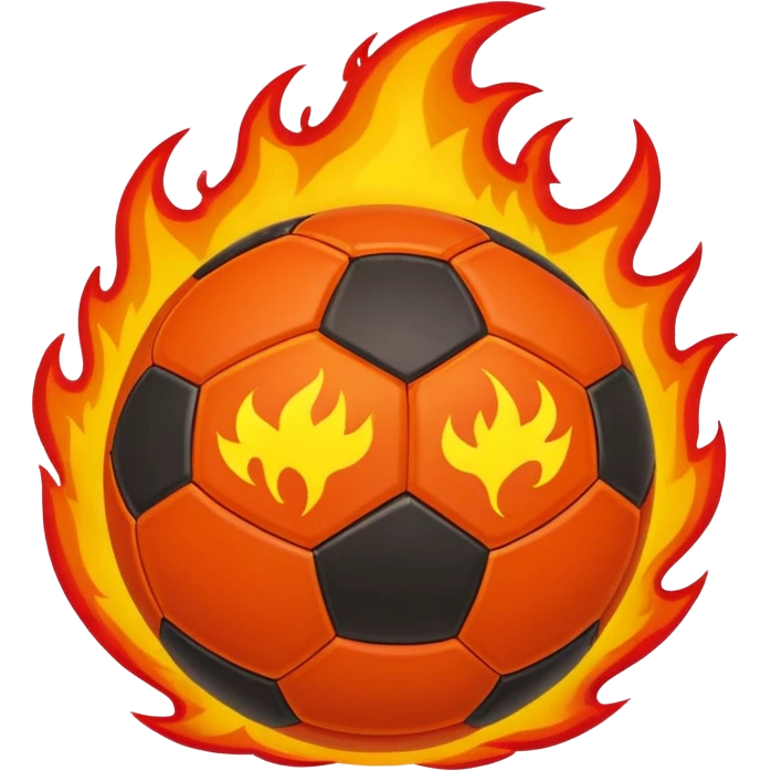 a football with fire around it emoji