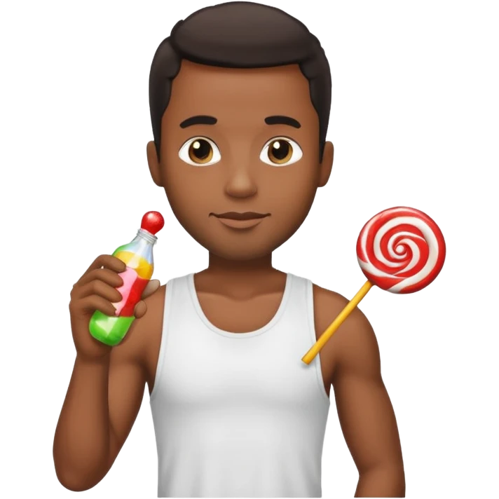Sexy black man hold a bottle and a lollipop emoji