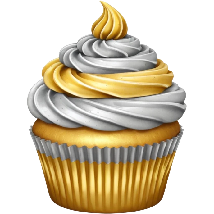 Cupcake with  golden and silver icing  emoji