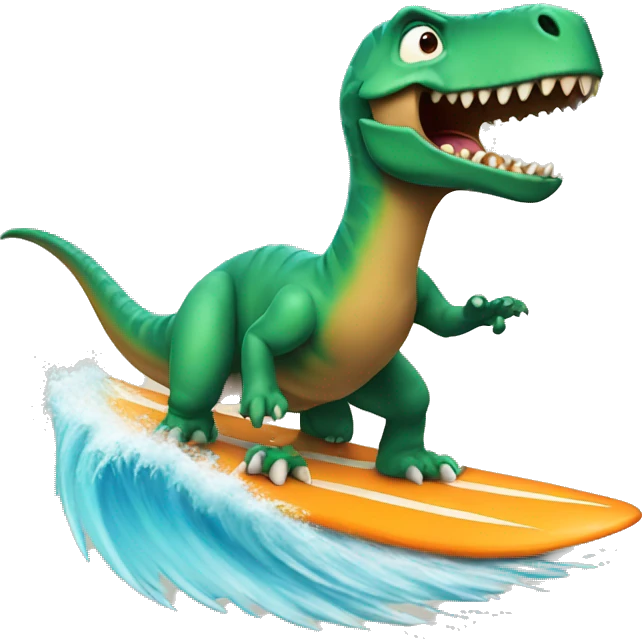 dinosaur surfing emoji