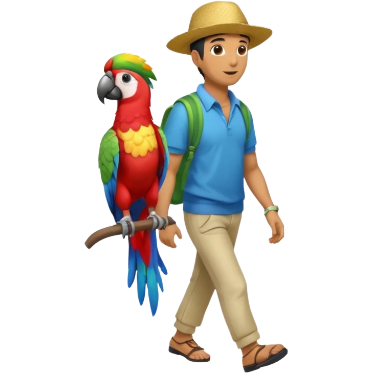 Walker with parrot on shoulder, Full body with walking pose emoji