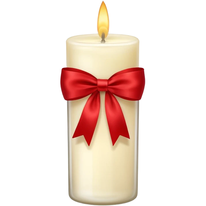 Soft vanilla long glass candle, with little red bow emoji