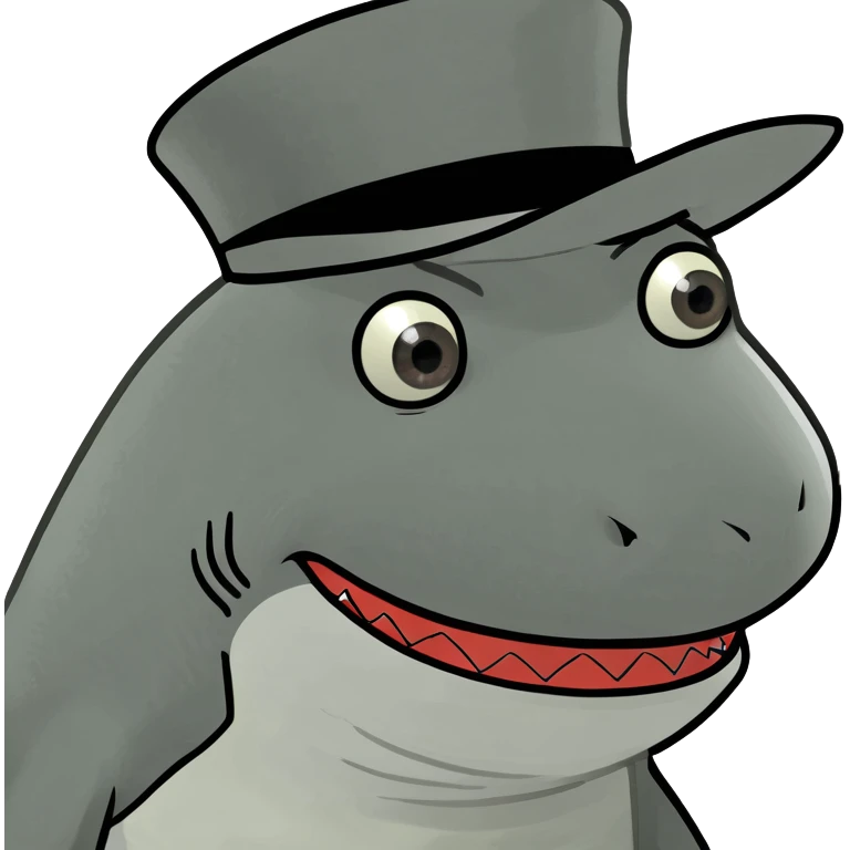 Shark with a top hat emoji