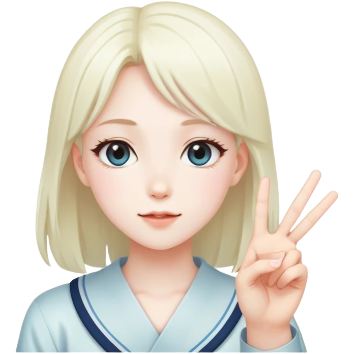 Cute anime girl giving peace sign emoji