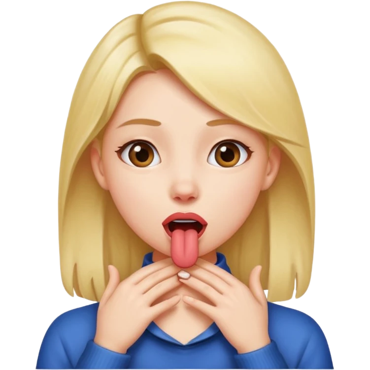 girl with her hands around her neck sticking tongue out  emoji