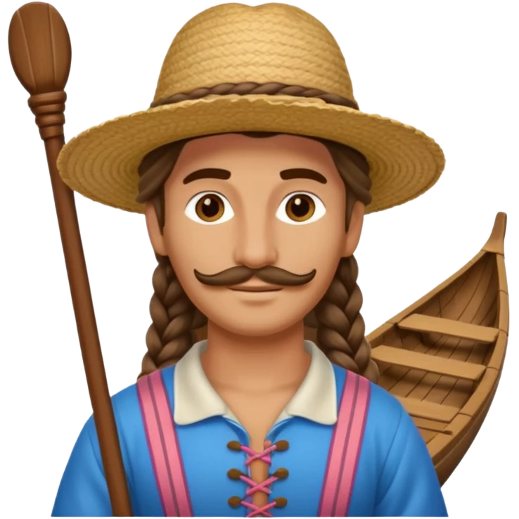 venice gondolier with long braided hair, iconic hat  emoji