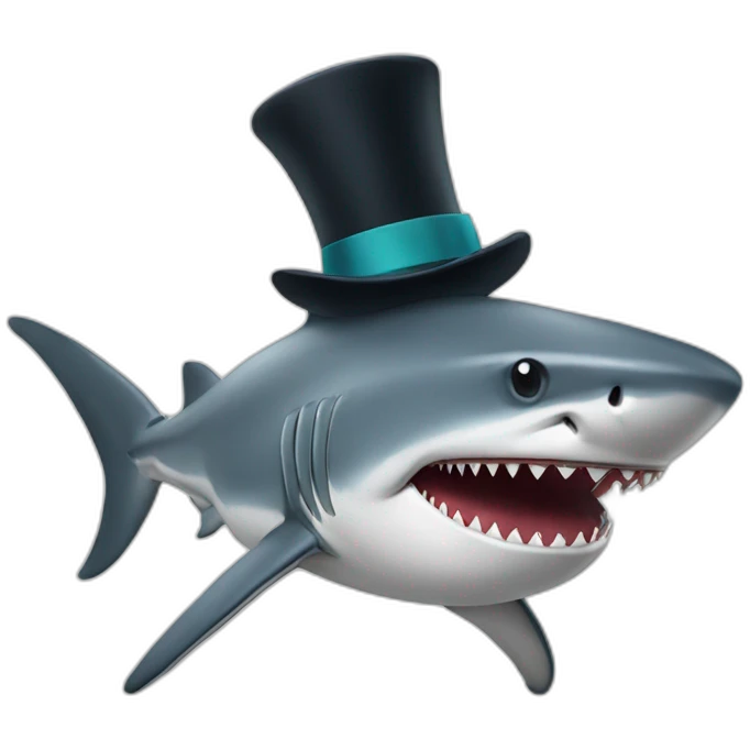 Shark with a top hat emoji