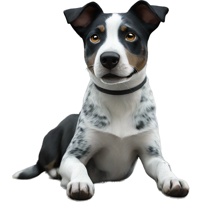 Black and white Blue heeler pointer mix in outdoor setting emoji
