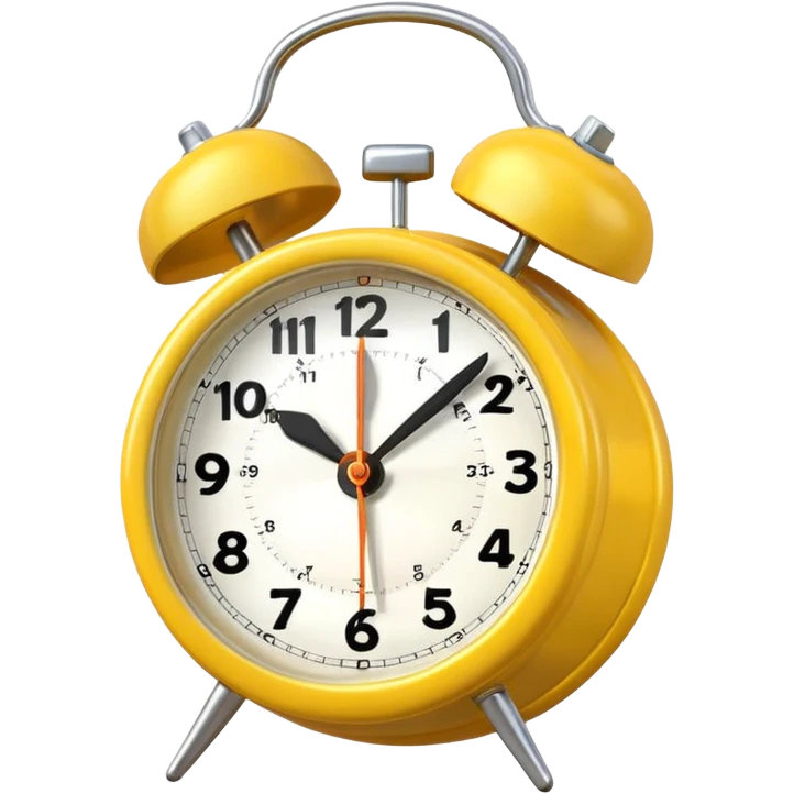 Generate a high-quality image of a generic yellow alarm clock with twin bells on top, classic shape, realistic color and shading, smooth gradient colors, no facial features, no brand marking


 emoji