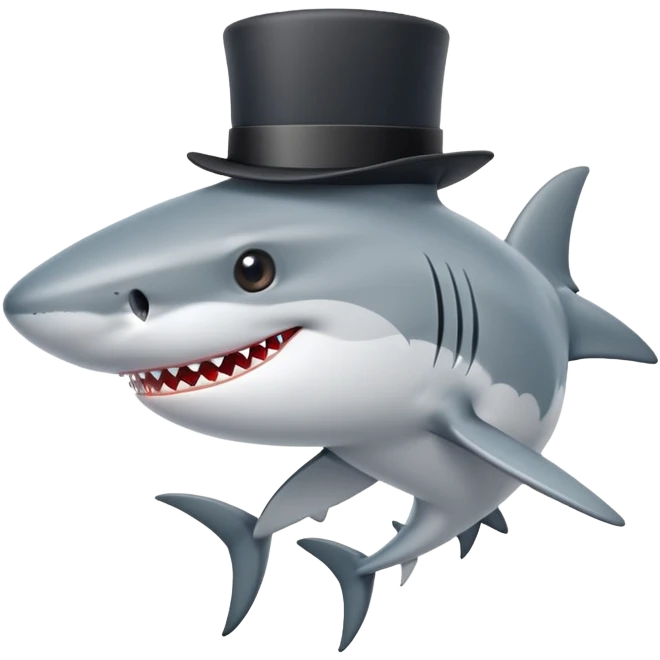 Shark with a top hat emoji