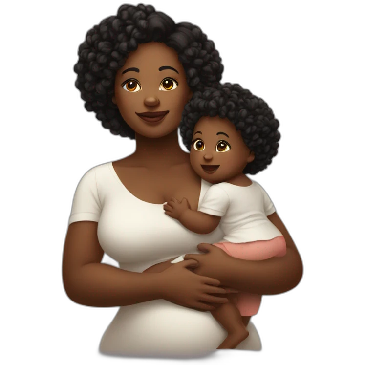 beautiful heavyset Black women holding two babies emoji