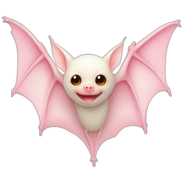 Albinos bat with pink wings pointy nose emoji