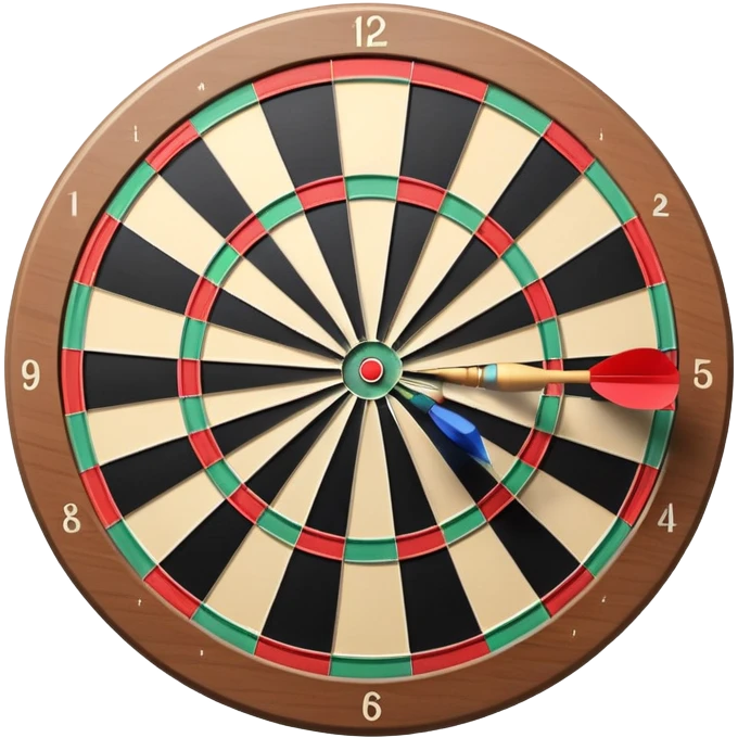 A dartboard with darts firmly stuck in the bullseye, surrounded by the colorful sections of the target. The background conveys a competitive atmosphere, with a subtle focus on precision and skill in the game of darts. emoji