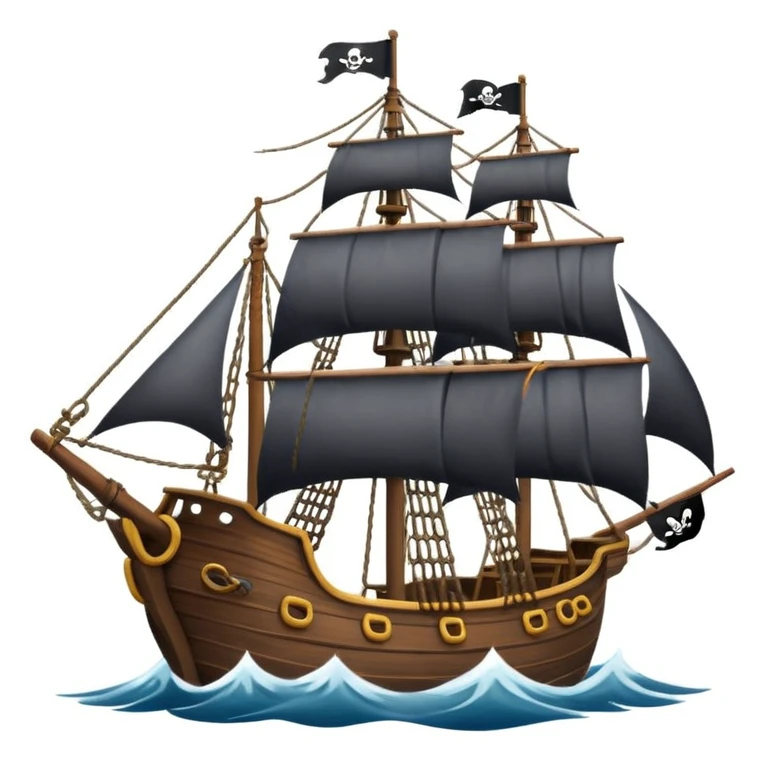 pirate sailing a ship in strome sea background emoji