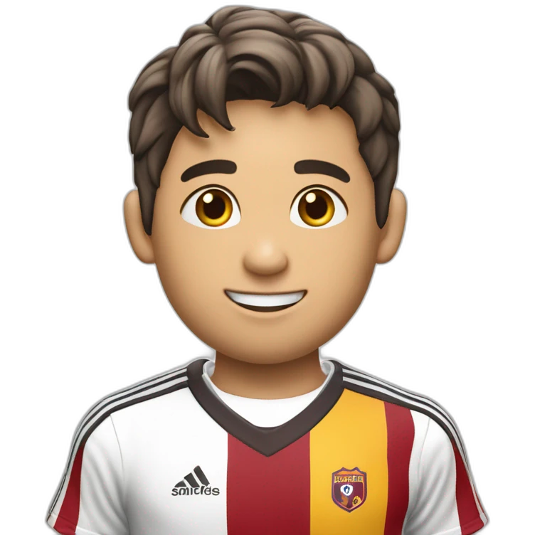 Niño futbolista rubio camiseta rayas verticales blancas y moradas emoji