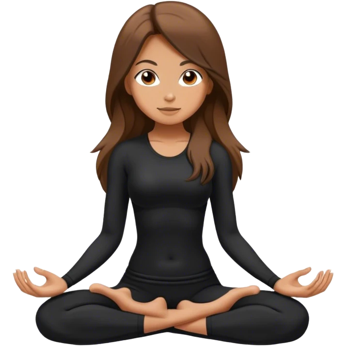 Sexy skinny long hair brunnete yoga girl black clothes  emoji