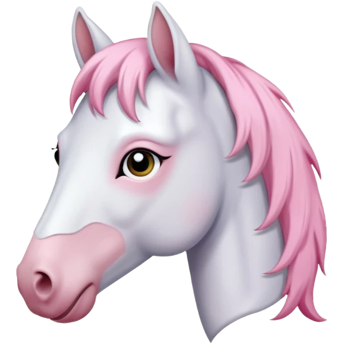 Full white horse with soft pink hair emoji
