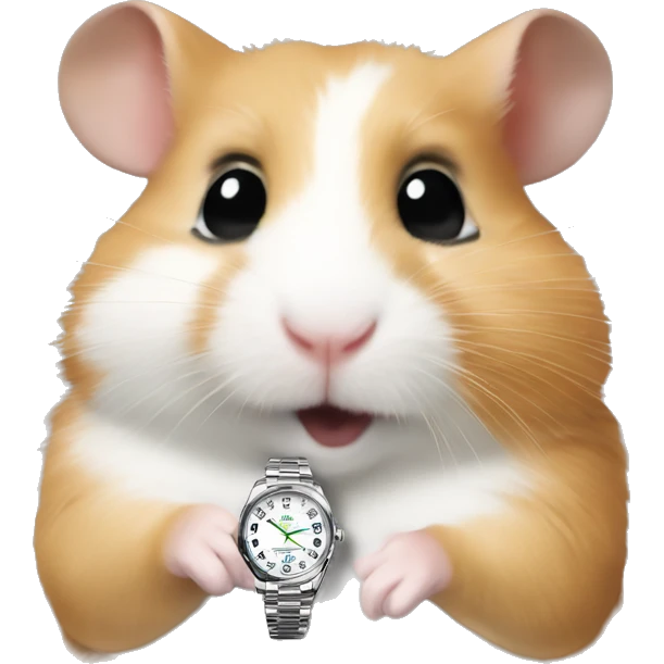 hamster shows what time it is on his rolex watch emoji