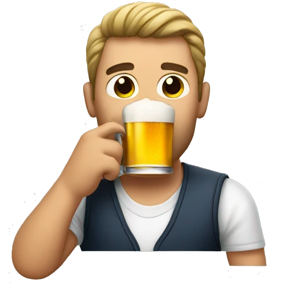 Man drinking a beer with a cigarette emoji