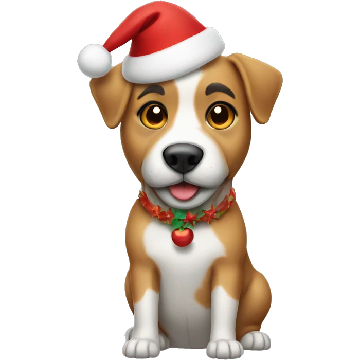 A dog with a christmas hat  emoji
