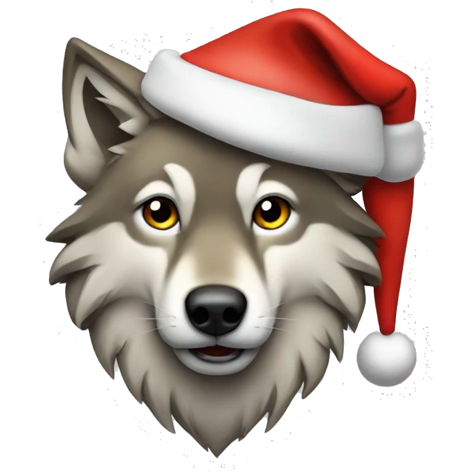 Wolf in Santa hat emoji