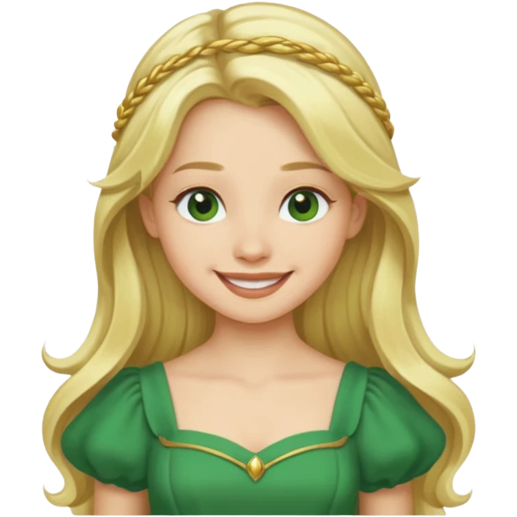 Ozma from the Wizard of Oz with long blonde hair, green outfit emoji