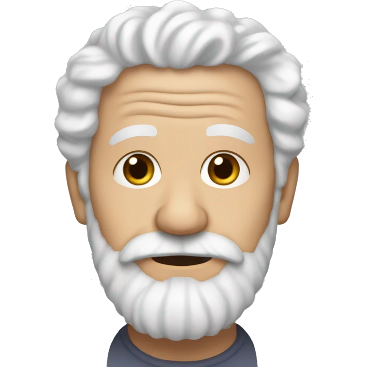 White curly hair, wrinkles, a full beard, elderly person. emoji