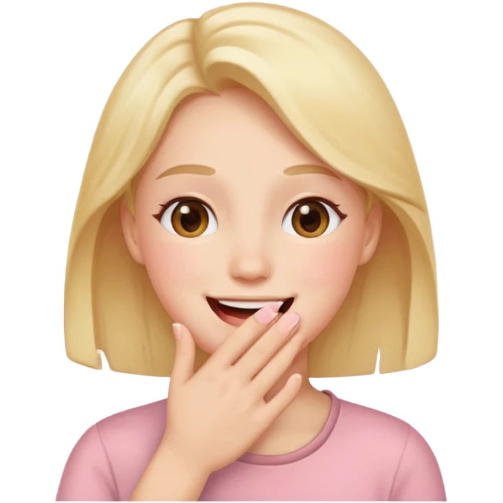 Blush hand covering the mouth looking happy emoji