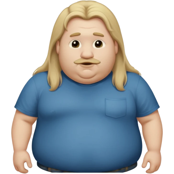 white boy fat with long dirty blond hair with big lips and long nose with super fat neck and big ears with long arms and fat body  emoji