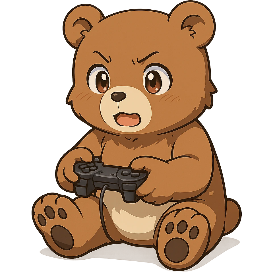 anime style bear playing video games emoji