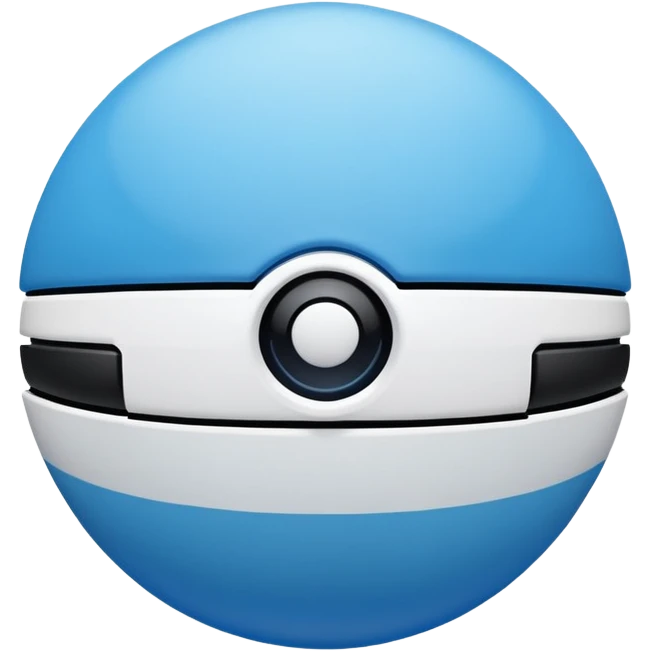 blue pokeball emoji, top half is a more saturated blue, bottom half is white, black stripe, with a white sheen emoji