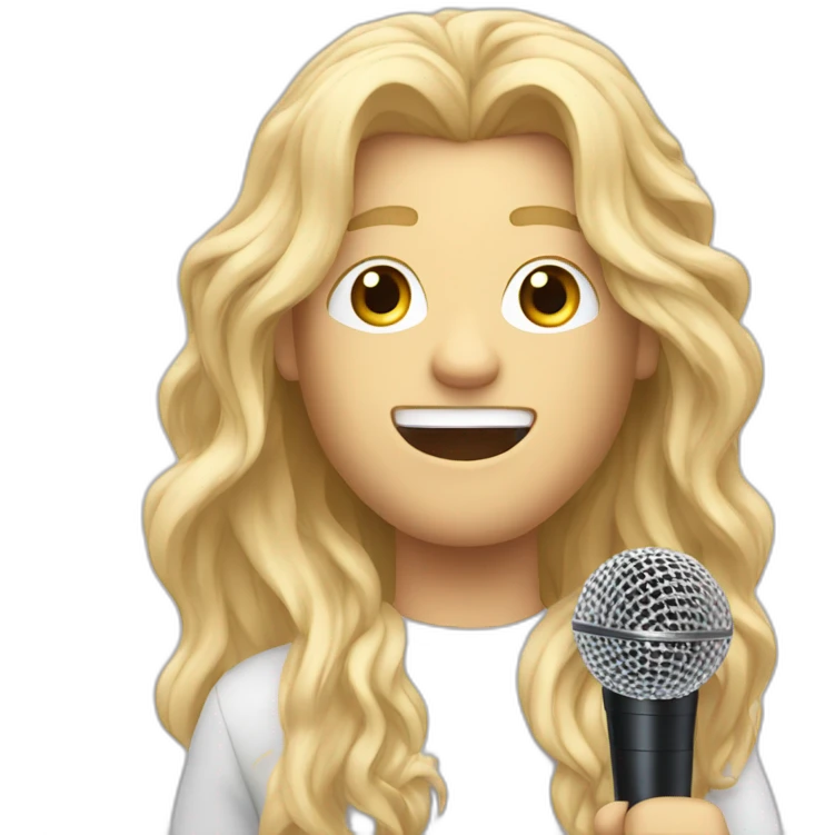 Blonde long hair man with Eurovision microphone emoji