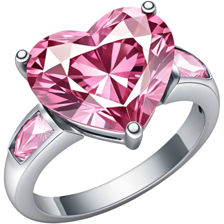Silver light pink diamond ring heart emoji