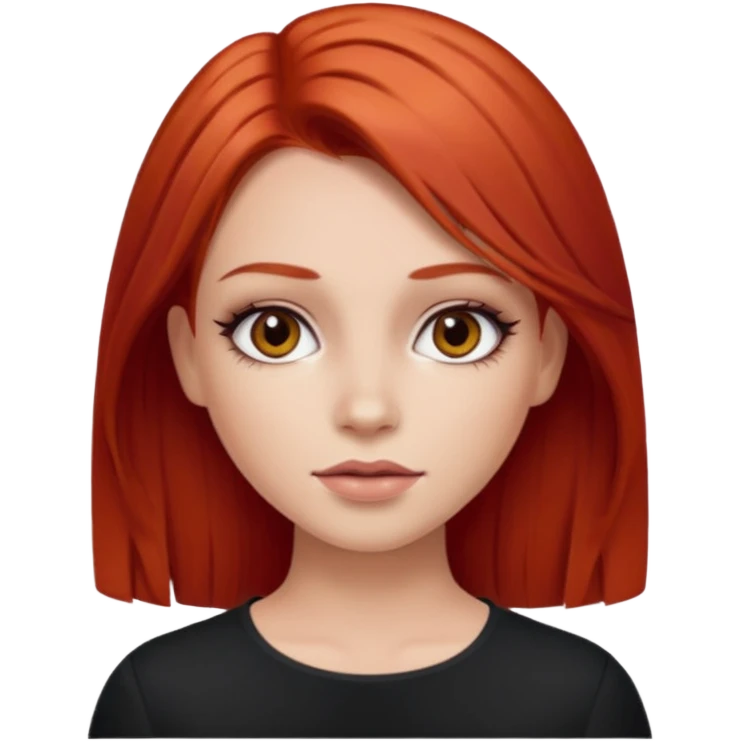 una chica maquillada con el pelo liso y pelirrojo emoji