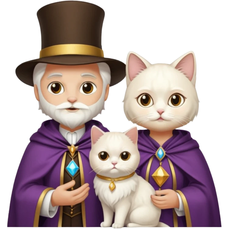 magician couple and their pet cat emoji