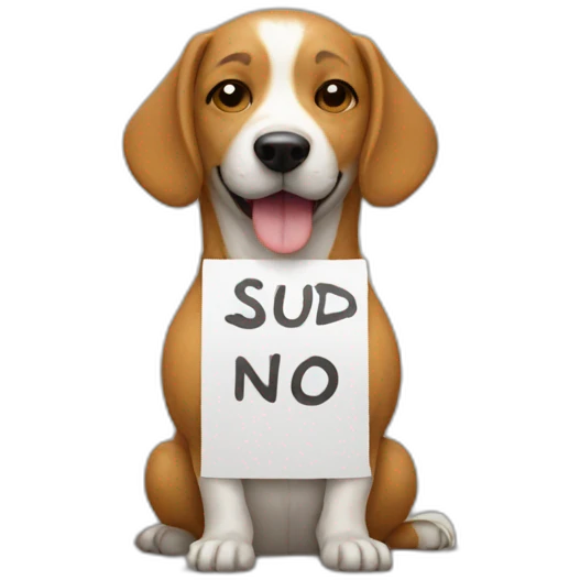dude wearing a dog suit with a sign emoji