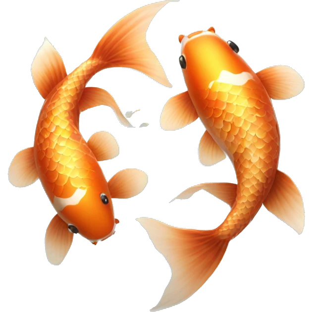Pisces Two koi fish swimming in circle dreamy realistic emoji
