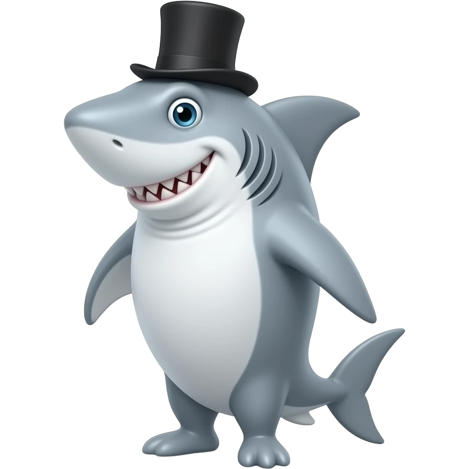 Shark with a top hat emoji