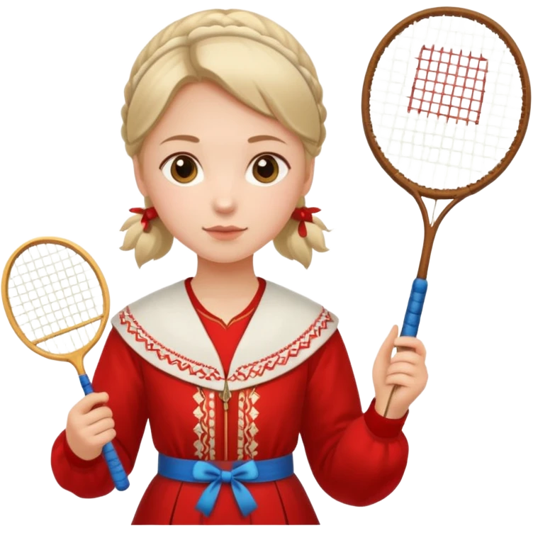 ancient russia girl with 1 badminton racket emoji