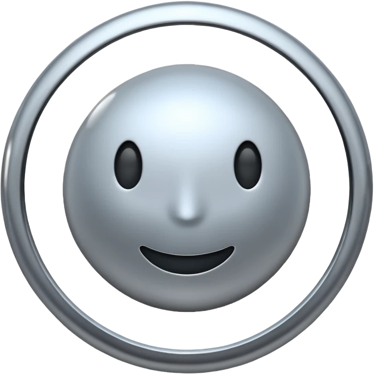 Polished silver moon emoji, chrome metallic texture, iOS emoji style, soft glow, smooth reflections, minimalistic design emoji