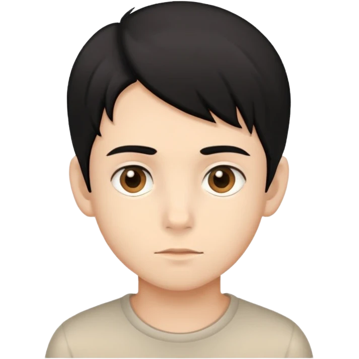 Beige tan young boy with black hair and light brown eyes emoji