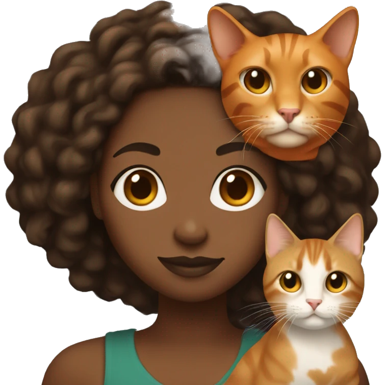 Black lady with locs one side black and the other auburn orange holding a tan cat emoji