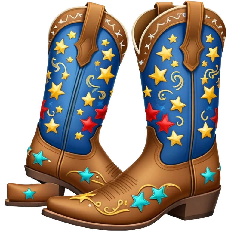 colorful fancy cowboy boots with stars and western patterns emoji