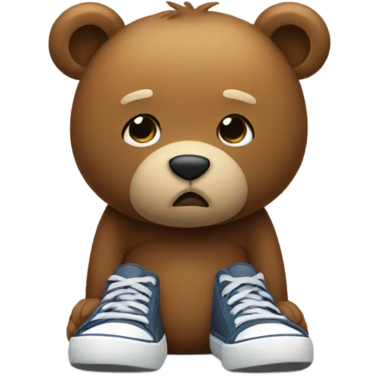 Sad bear wearing shoes emoji