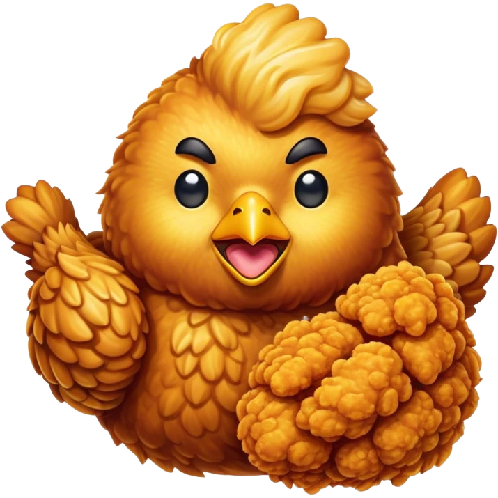 Cinematic Realistic Korean Fried Chicken Dish Emoji, depicted as crispy, golden-fried chicken glazed in a tangy sauce rendered with detailed textures and vibrant, dynamic lighting. emoji