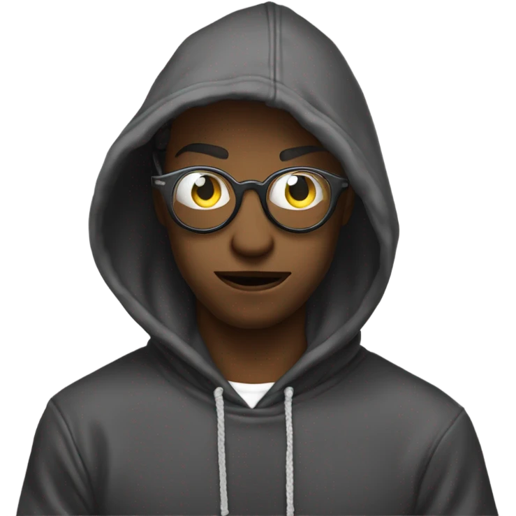 He person hoodie glasses cryberpunk and hold up bitcoin emoji