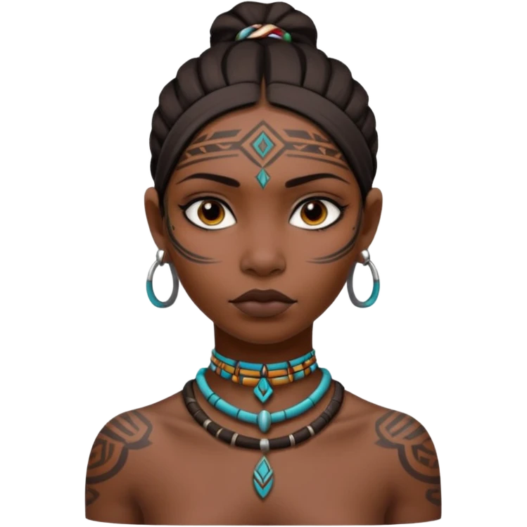 tribal girl Tattooed, empty neck emoji